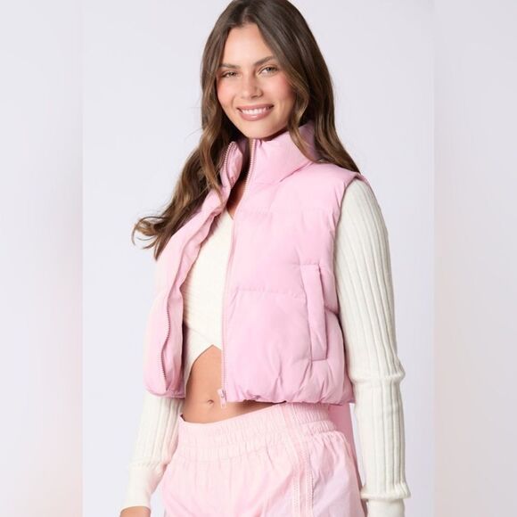 COPY - PINK PUFFER VEST WITH SATIN BOW - Picture 3 of 6